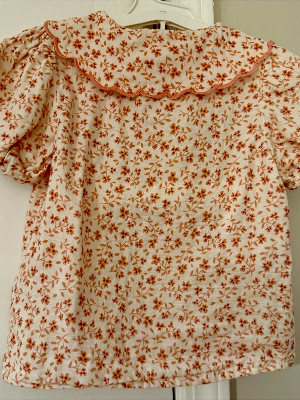 ***SOLD*** Girls Floral Skirt & Button Blouse Set Scalloped Edge Fall Boho 5T